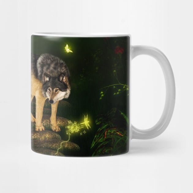 Awesome wolf with pup in the forest by Nicky2342